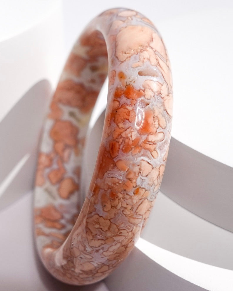 GORGEOUS! High-Quality Cotton Candy Agate Bangle w/DRUZY POCKETS! (59.2mm WRIST)