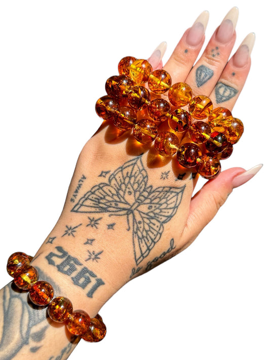 STUNNING! High-Grade "FLORA" Baltic Amber Bracelet (12.3 mm- 14.7 mm)