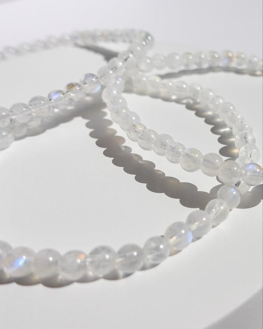 BEAUTIFUL! Grade AAA Micro Rainbow Moonstone Bracelet (4.3 mm- 5 mm)