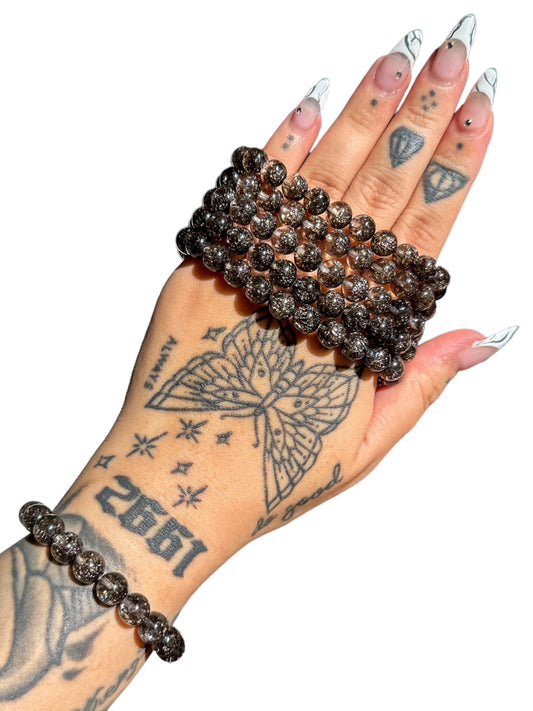 "Black Smoke" Quenched Quartz Bracelet *Read Disclaimer* (8 mm- 8.5 mm)