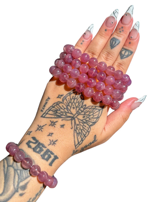 SATURATED! Grade AAA Star Purple x Lavender Rose Quartz Bracelet (10.3 mm- 10.8 mm)