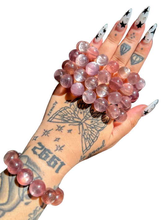 STUNNING! Grade AAA Gem Pink Lepidolite Bracelet (10 mm- 15.2 mm)