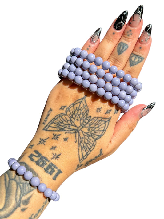 Grade AAA Pastel Purple Alashan Jade Bracelet (8 mm)