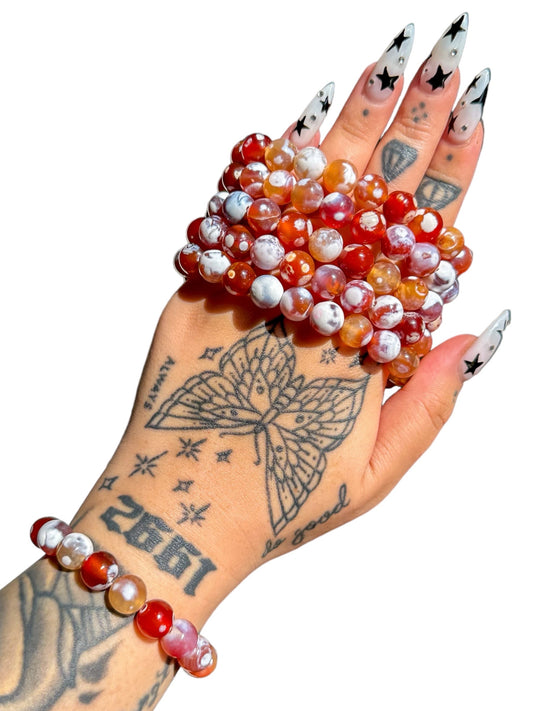 BEAUTIFUL! Carnelian x Orca Agate Bracelet (10.3 mm)