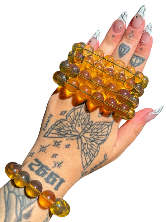 STUNNING! Top Quality Dominican Blue Amber Bracelet- UV Reactive (10.7 mm- 14.7 mm)