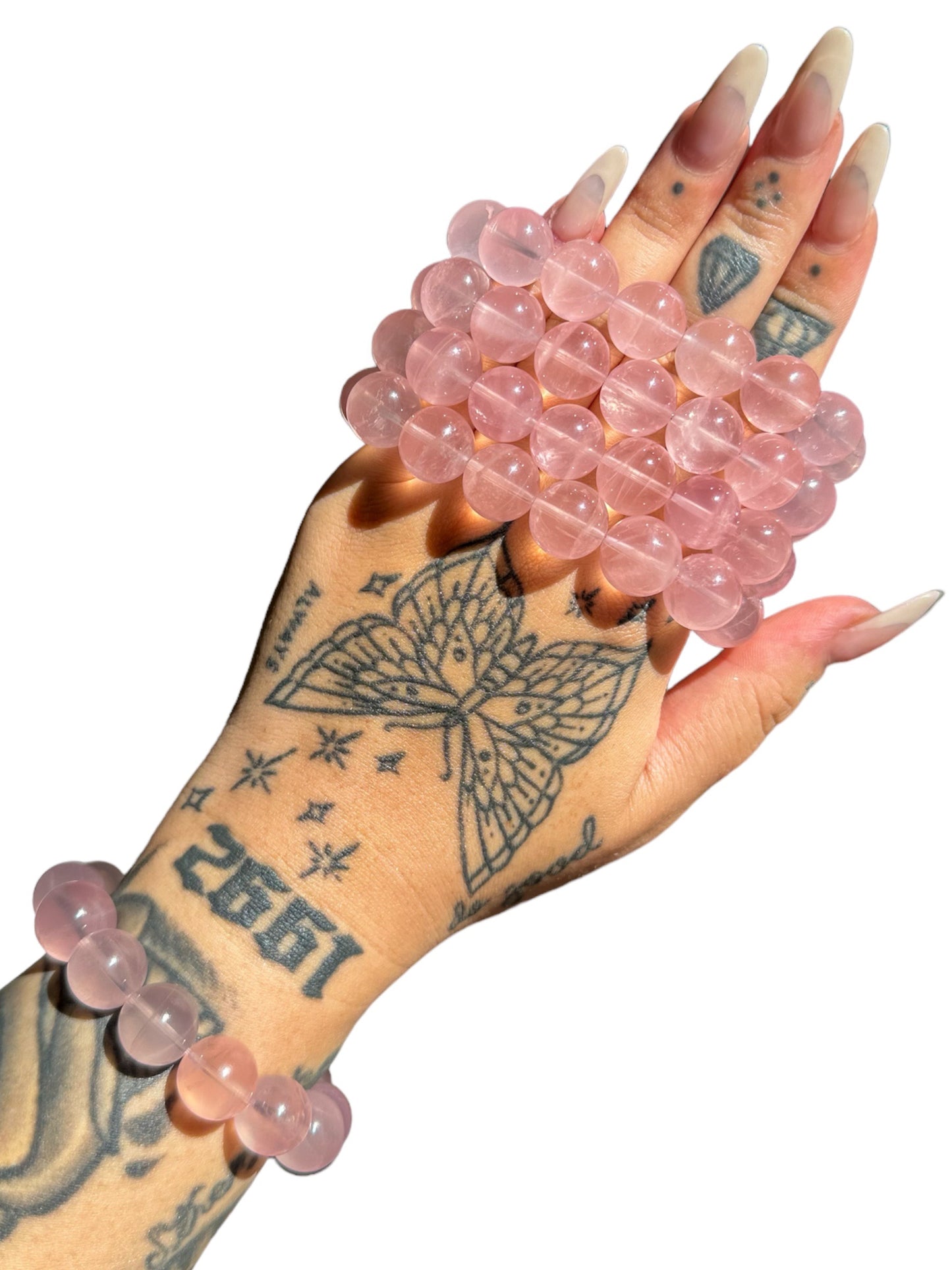 SATURATED! Grade AAA Star Rose Quartz Bracelet- STAR ON EVERY BEAD! (13 mm- 13.4 mm)