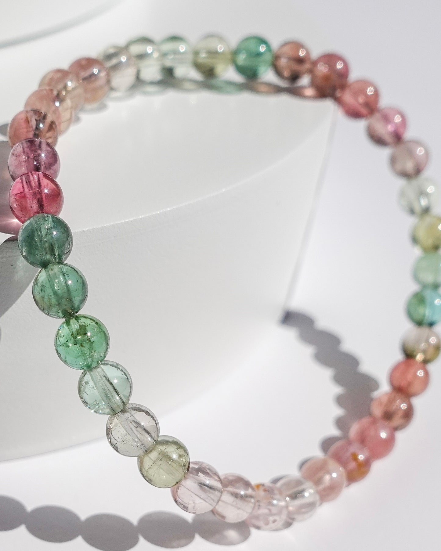 STUNNING! Grade AA Pastel Rainbow Tourmaline Bracelet (5 mm) LETTER C