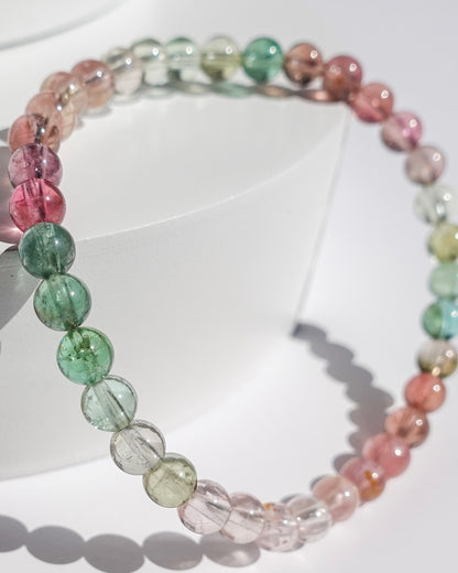 STUNNING! Grade AA Pastel Rainbow Tourmaline Bracelet (5 mm) LETTER C