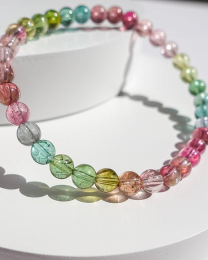 STUNNING! Grade AAA Rainbow Tourmaline Bracelet (5.3 mm) LETTER D