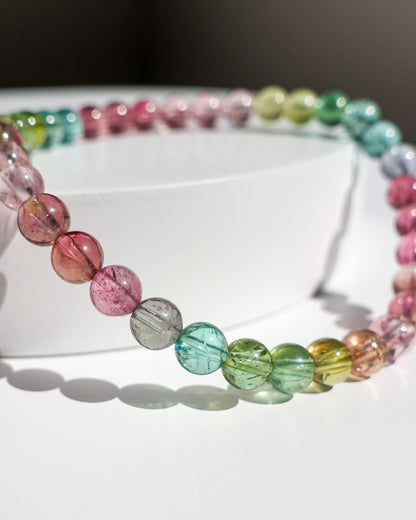 STUNNING! Grade AAA Rainbow Tourmaline Bracelet (5.3 mm) LETTER D