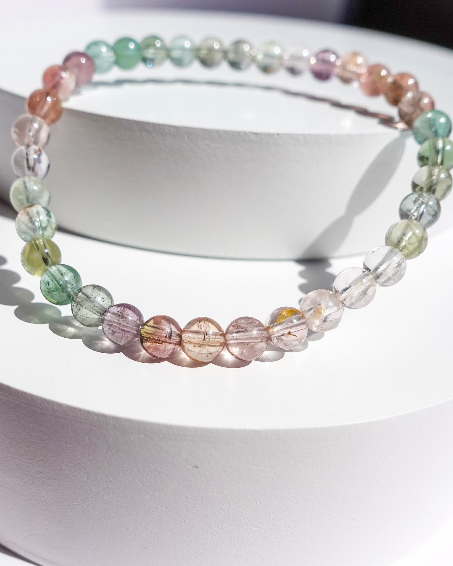 STUNNING! Grade AAA Rainbow Tourmaline Bracelet (5 mm) LETTER A