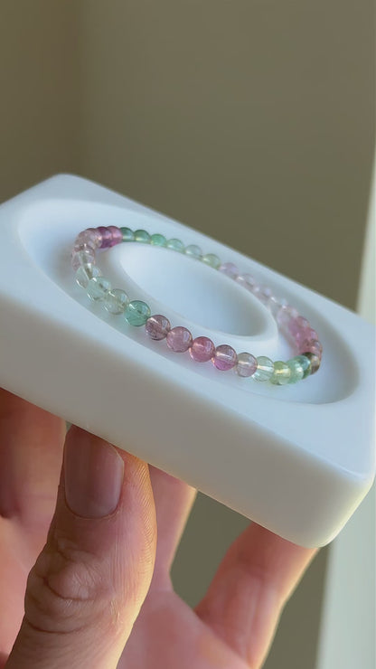 STUNNING! Grade AA Pastel Rainbow Tourmaline Bracelet (5 mm) LETTER C