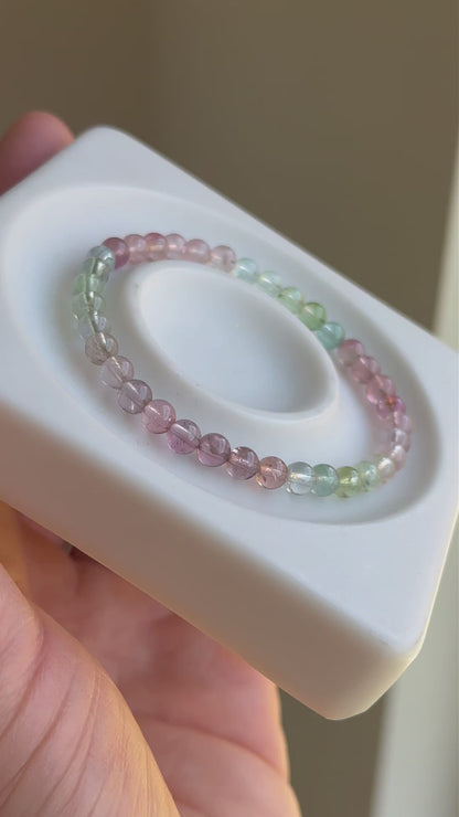 GORGEOUS! Grade AA Pastel Rainbow Tourmaline Bracelet (5 mm) LETTER B