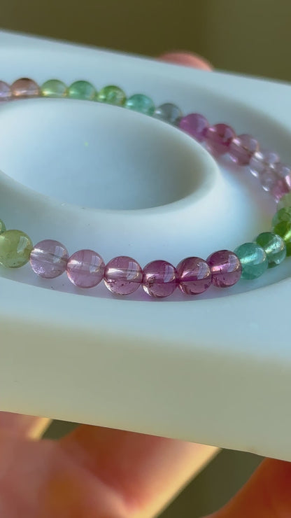 STUNNING! Grade AAA Rainbow Tourmaline Bracelet (5.3 mm) LETTER D